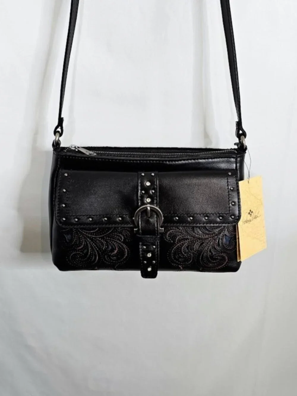 NWT PATRICIA NASH Maisie Crossbody BLACK LUX RANCH Montana Leather Collection - Picture 3 of 13